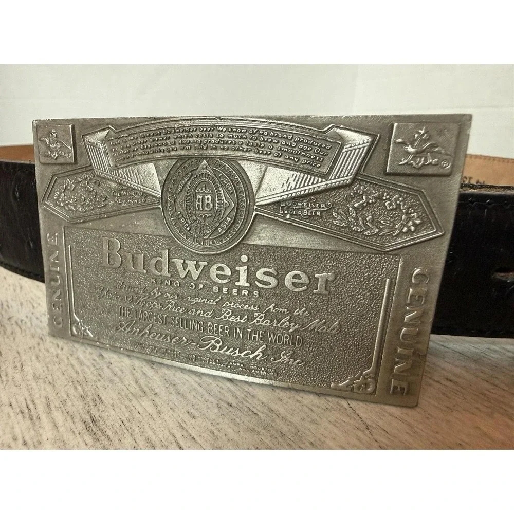 Vintage Budweiser King of Beers Metal Belt Buckle Anheuser Busch Advertising